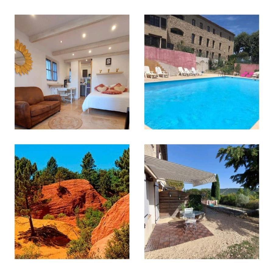 Logement D'Exception Pres Du Colorado Provencal Dans Une Residence Au Calme Avec Piscine Offrant Une Vue Imprenable Sur Le Luberon Depuis Sa Terrasse Viens Exterior foto